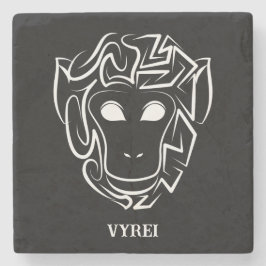 Porta-copo De Pedra Macaco preto e branco tribal