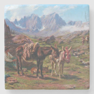 Porta-copo De Pedra Macacos nas montanhas dos Pirenéus (Rosa Bonheur)