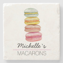 Porta-copo De Pedra Macarões Franceses pintados à mão