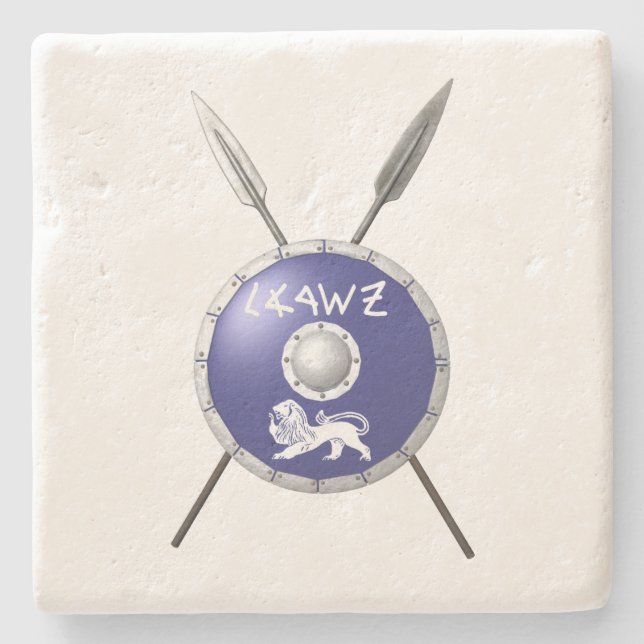 Porta-copo De Pedra Maccabee Shield e Spears (Frente)