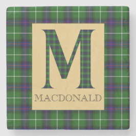 Porta-copo De Pedra MacDonald Tartan Monograma M