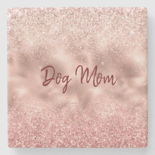 Porta-copo De Pedra Mãe de Cachorro Brilho Glitzy Rosa
