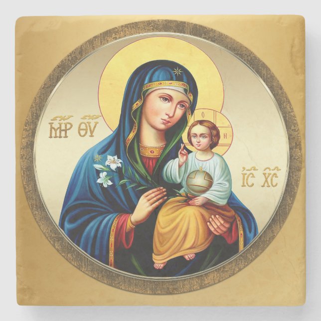 Porta-copo De Pedra Mãe de Deus, virgem maria (Frente)