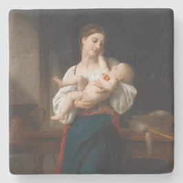 Porta-copo De Pedra Mãe e Criança (por Bouguereau)