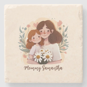 Porta-copo De Pedra Mãe e Filha Adoráveis - Quadro Floral (2)
