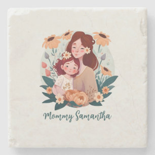 Porta-copo De Pedra Mãe e Filha Adoráveis - Quadro Floral (3)