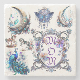 Porta-copo De Pedra Mãe Frame Floral