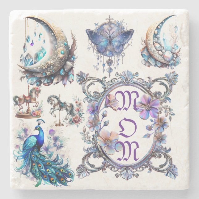 Porta-copo De Pedra Mãe Frame Floral (Frente)