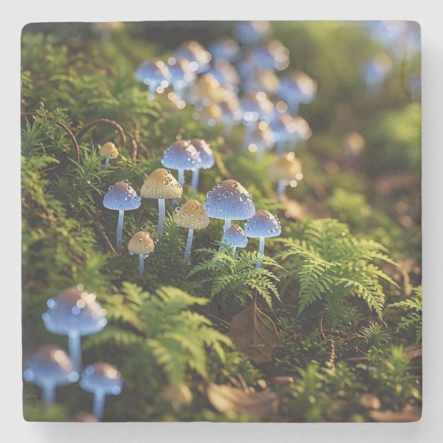 Porta-copo De Pedra Magical Bioluminescent Fungi - Deep Forest (Frente)