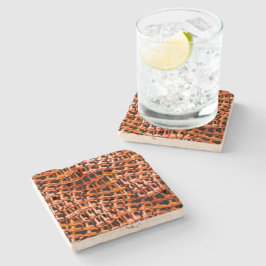 Porta-copo De Pedra Malha de juta de coral torta e ondulada, laranja e