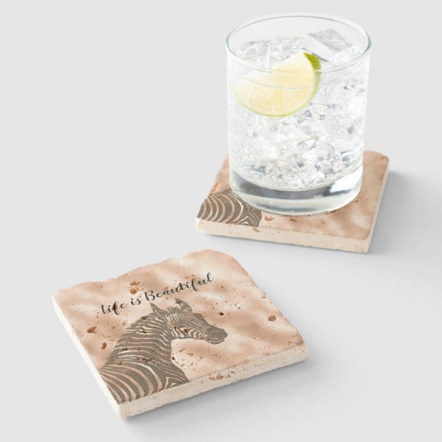 Porta-copo De Pedra Mambre de Pêssego Brown Zebra Blush (Lateral)