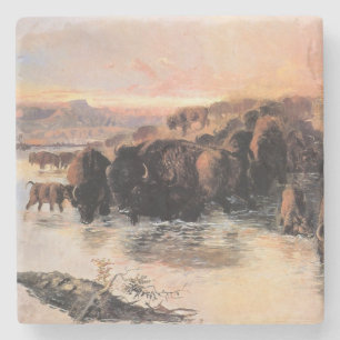 Porta-copo De Pedra Manada de Búfalos