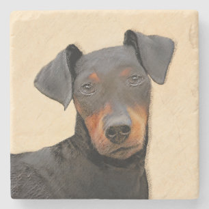 Porta-copo De Pedra Manchester Terrier Pintura Original