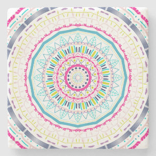 Porta-copo De Pedra mandala colorida