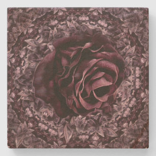 Porta-copo De Pedra Mandala de Rosa 