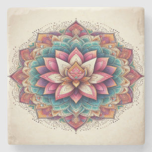 Porta-copo De Pedra Mandala do Lótus Radiante: Serenidade em Flor