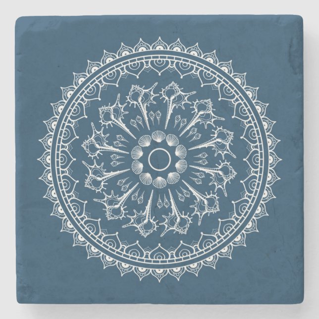 Porta-copo De Pedra Mandala feita dos Seashells (Frente)