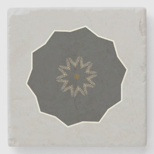 Porta-copo De Pedra Mandala Kaleidoscope Black na Cinza
