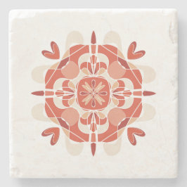 Porta-copo De Pedra Mandala Vermelha Linda Abstrata Fundo Branco