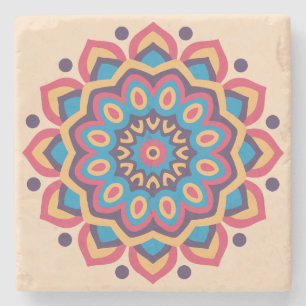 Porta-copo De Pedra Mandala Vibrante em Hexcolor