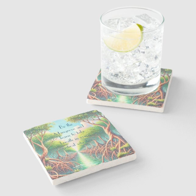 Porta-copo De Pedra Mangrove & Cotação (Lateral)