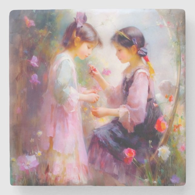 Porta-copo De Pedra Manhã em um Jardim (Frente)