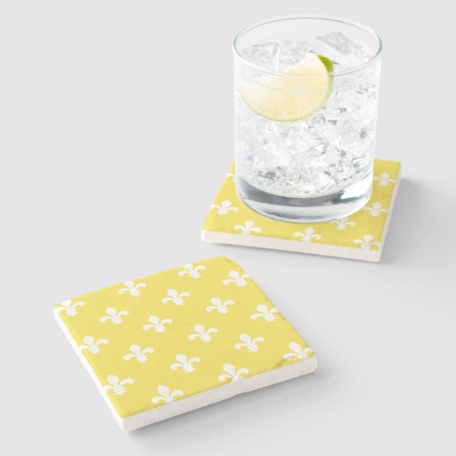 Porta-copo De Pedra Manteiga Amarelo Algodão Sul Fleur de Lys (Lateral)