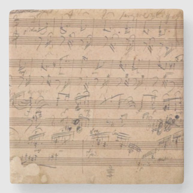 Porta-copo De Pedra Manuscrito da música da sonata de Beethoven (Frente)