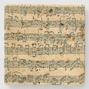 Porta-copo De Pedra Manuscrito da música de Bach Chaconne para o