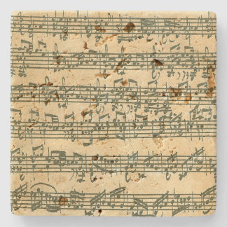 Porta-copo De Pedra Manuscrito da música de Bach Chaconne para o