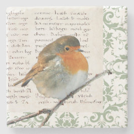 Porta-copo De Pedra Manuscrito do damasco do verde do pássaro do pisco