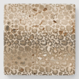 Porta-copo De Pedra Mão de Impressão Leopardo Dourada