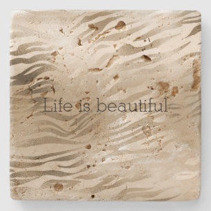 Porta-copo De Pedra Mão de Impressão Zebra Dourada