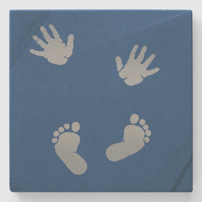 Porta-copo De Pedra Mãos do bebê e pés da porta copos (Frente)