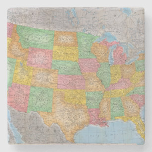 Porta-copo De Pedra Mapa 3 dos Estados Unidos