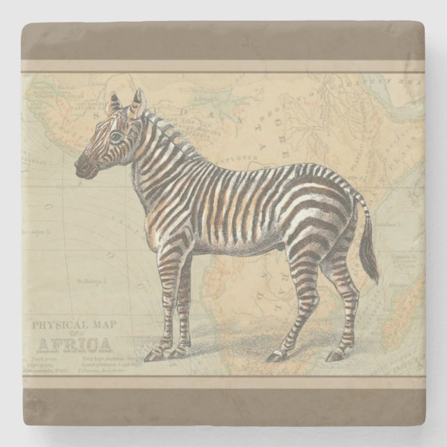 Porta-copo De Pedra Mapa africano e zebra (Frente)