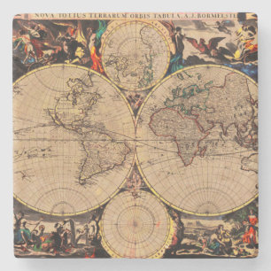 Porta-copo De Pedra Mapa antigo