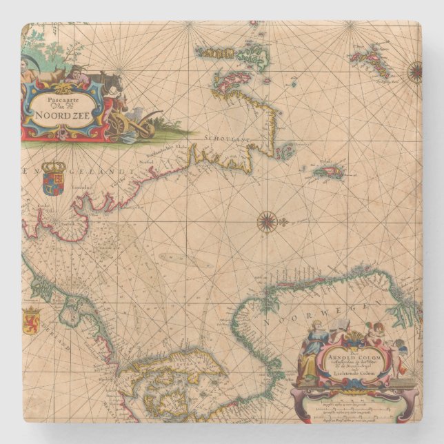 Porta-copo De Pedra Mapa antigo antigo inspirado (1) (Frente)