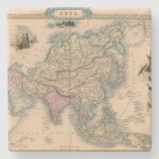 Porta-copo De Pedra Mapa antigo antigo inspirado (11) (Frente)
