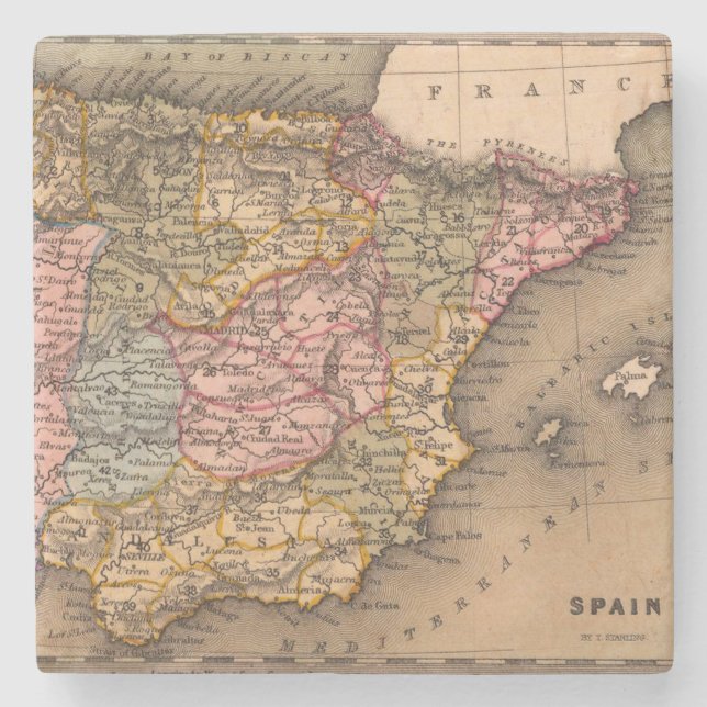 Porta-copo De Pedra Mapa antigo antigo inspirado (5) (Frente)