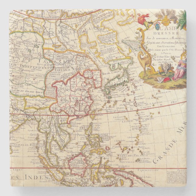 Porta-copo De Pedra Mapa antigo antigo inspirado (6) (Frente)