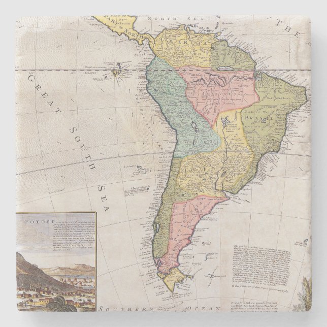 Porta-copo De Pedra Mapa antigo antigo inspirado (8) (Frente)