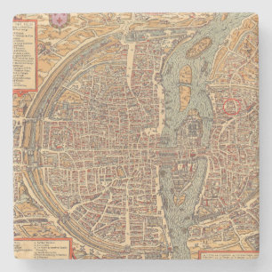 Porta-copo De Pedra Mapa antigo primitivo de Paris France