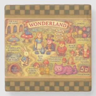 Porta-copo De Pedra Mapa Caprichoso das Aventuras de Alice no País das