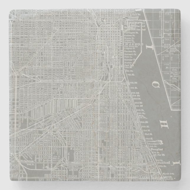 Porta-copo De Pedra Mapa da cidade de Chicago (Frente)