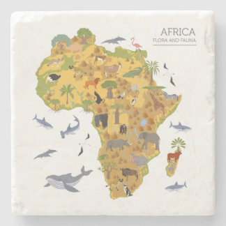 Porta-copo De Pedra Mapa da flora & da fauna de África |