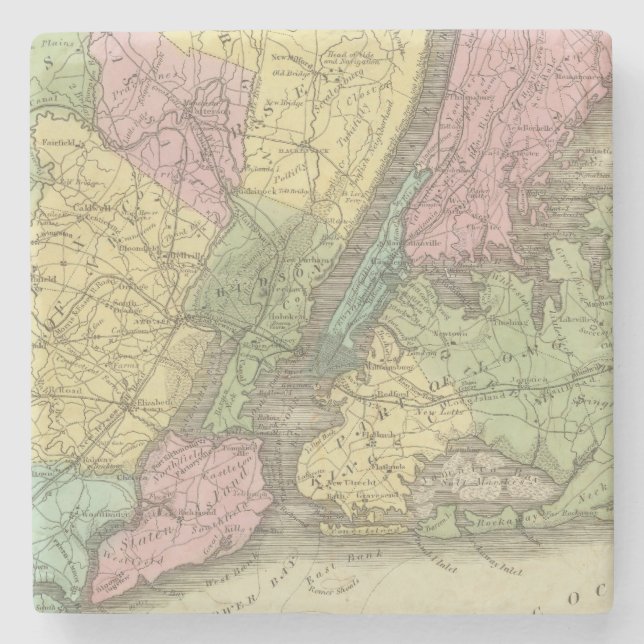 Porta-copo De Pedra Mapa da New York (Frente)