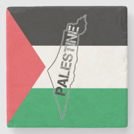 Porta-copo De Pedra Mapa da Palestina Livre sobre a Bandeira da Palest