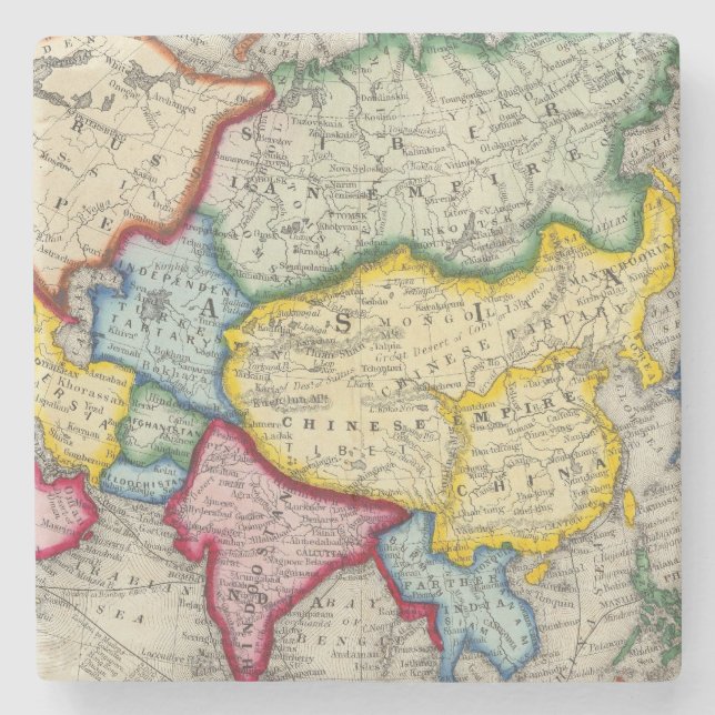 Porta-copo De Pedra Mapa de Ásia (Frente)