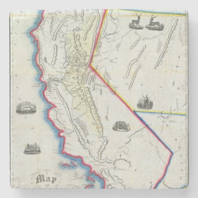 Porta-copo De Pedra Mapa de Califórnia (Frente)